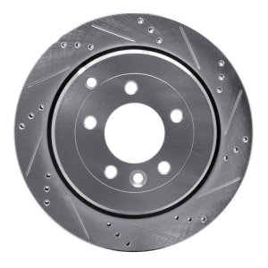 Land Rover LR3 Brake Rotor (1) - Rear Right - R1 Concepts - Drilled & Slotted - Silver - `05-`07